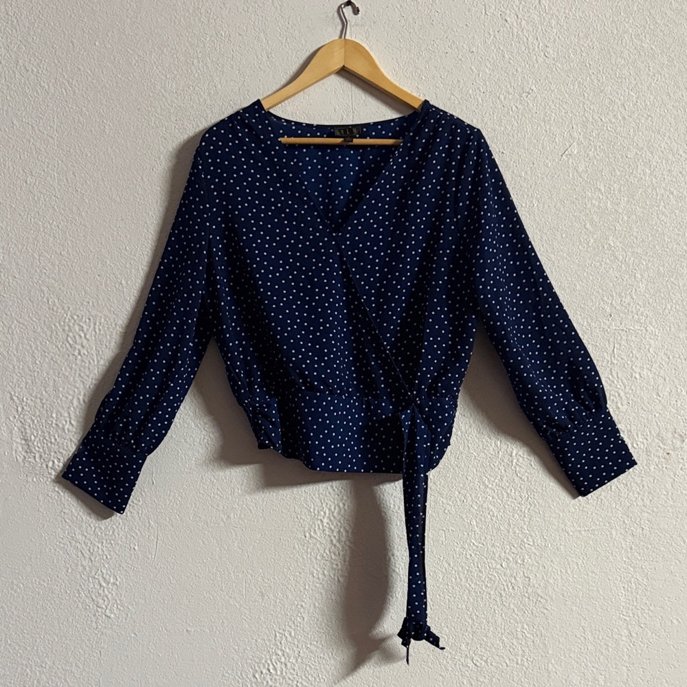 Elegant Navy Polka Dot Blouse